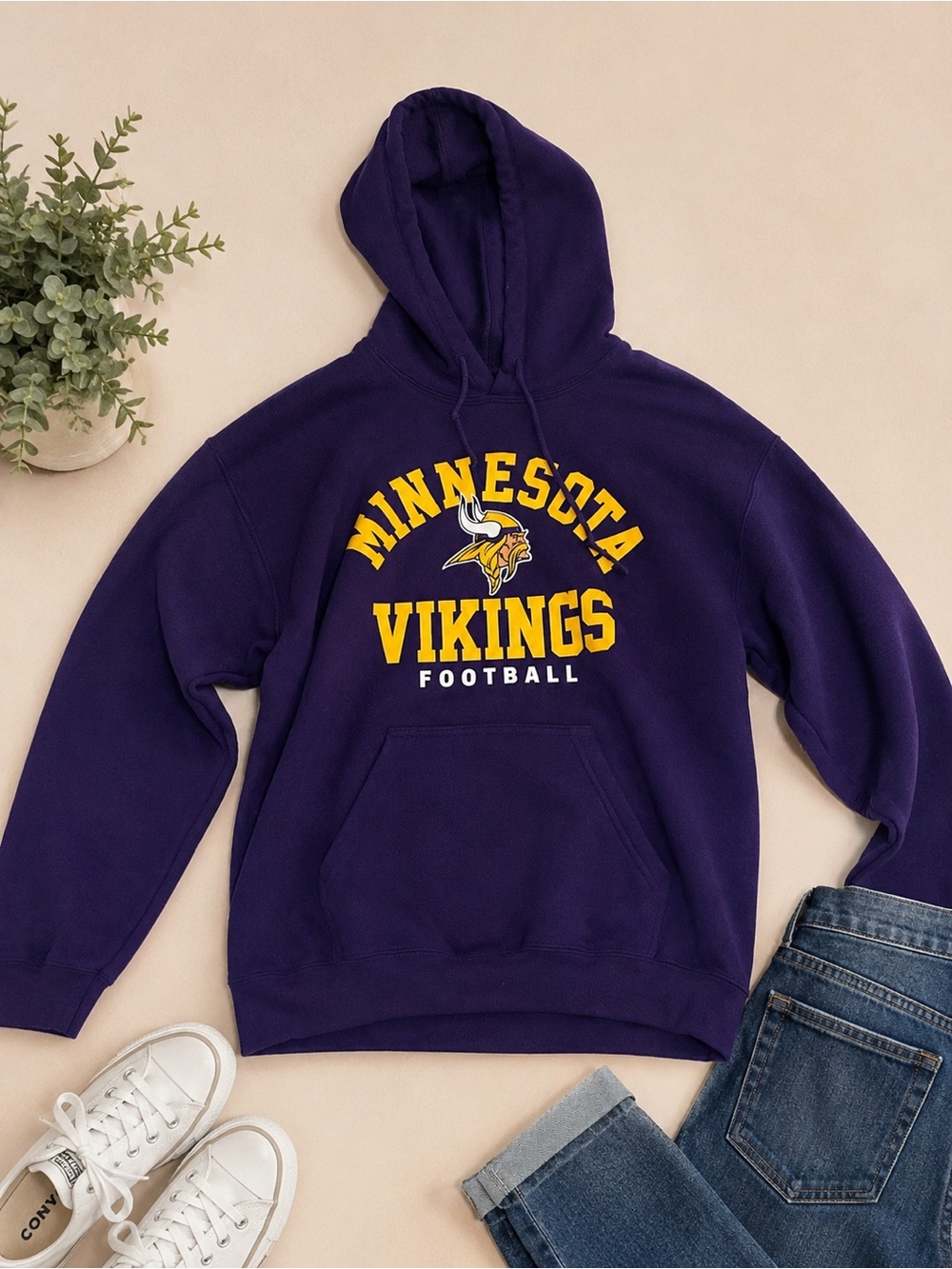 NFL Minnesota Vikings Purple Hoodie with Yellow Logo